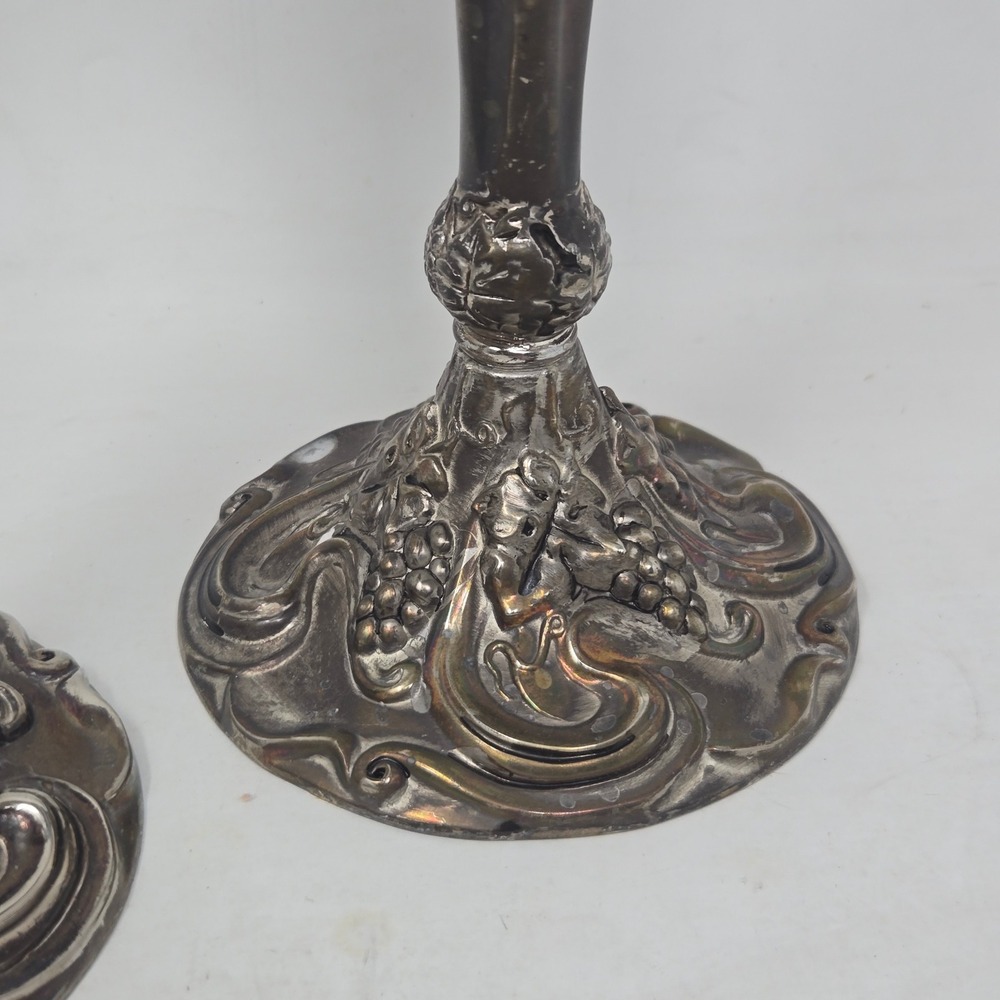 Godinger Silver Art Co Grape Vine Candlestick Holders Pair Silver Plated Vintage - Picture 2 of 9
